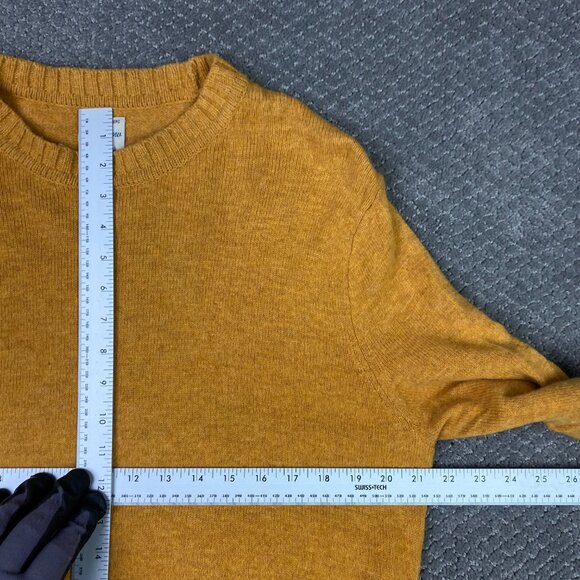 J. Crew Rugged Merino Sweater Women's Large Mustard Yellow Orange Crewneck Wool - Picture 8 of 10